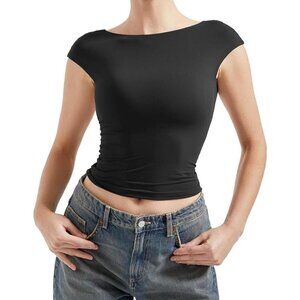 Women's Black Crop-top